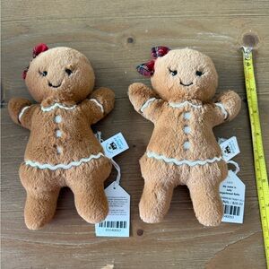 Jellycat Gingerbread Plush Dolls with Red Bows